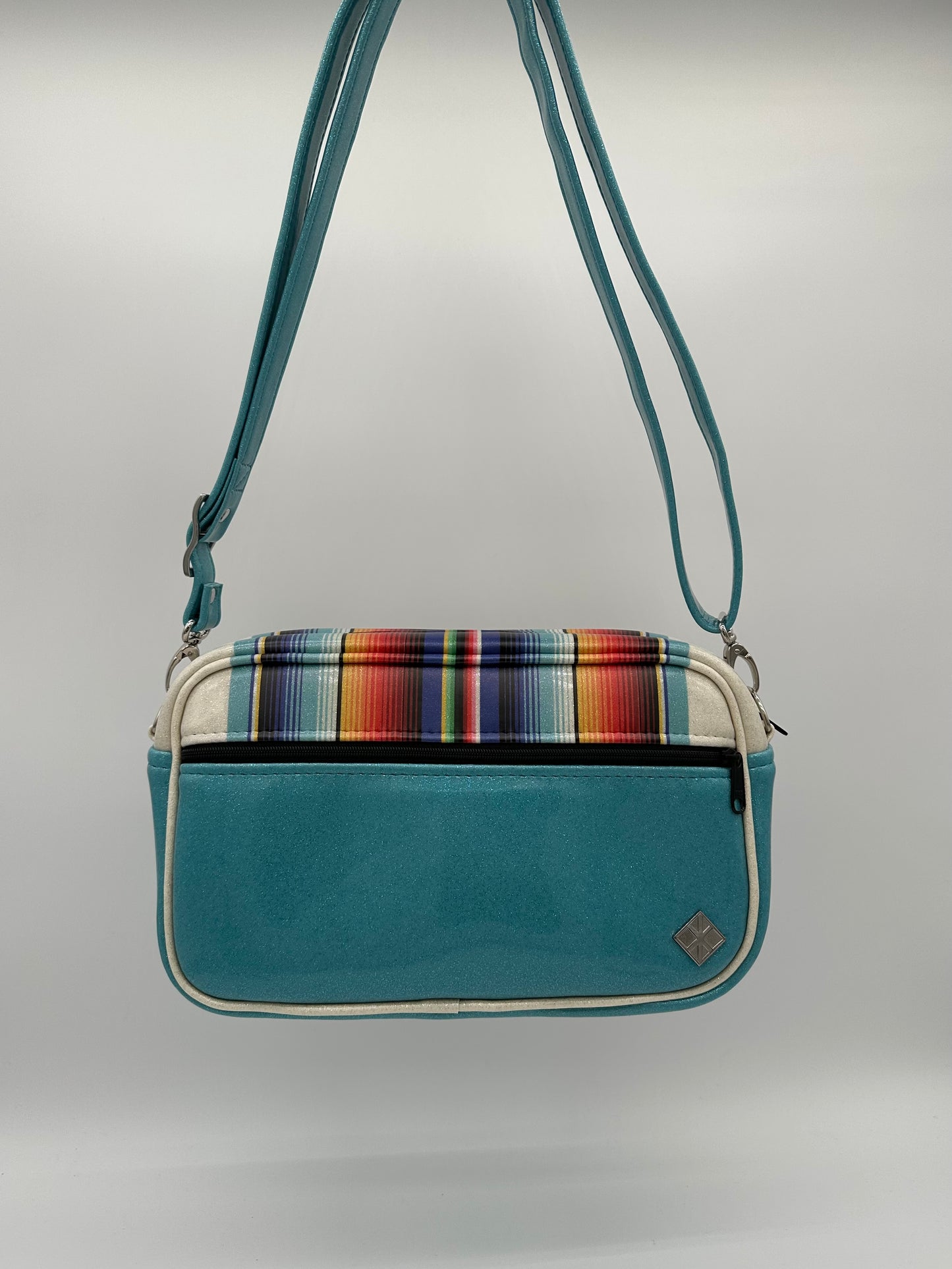 Mini Boxer - Sky Blue with Wrap Around Serape Stripes