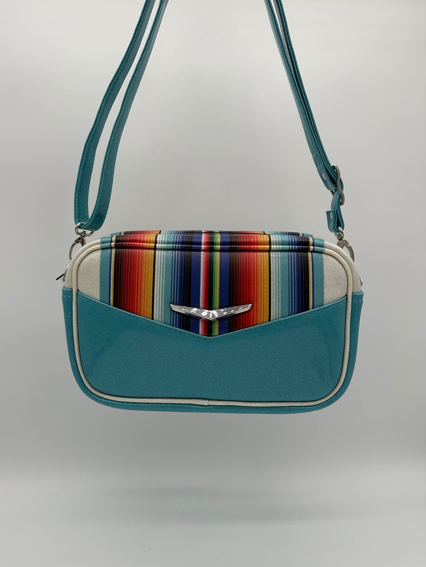 Mini Boxer - Sky Blue with Wrap Around Serape Stripes