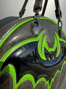 Bat Cruiser - Obsidian Glitter & Lime Glitter with Black Chrome Bat