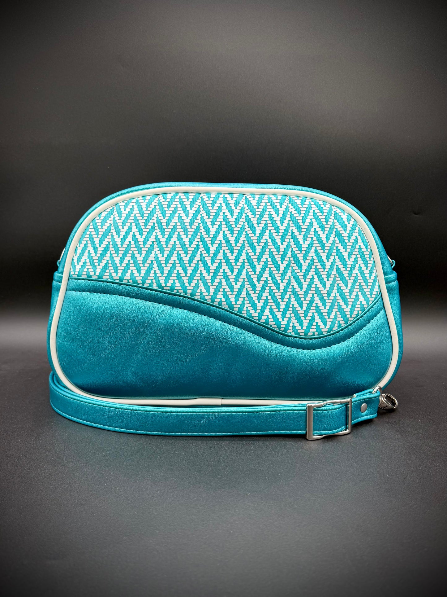 Moxie - Printed LEATHER and Turquoise Pearl Vinyl