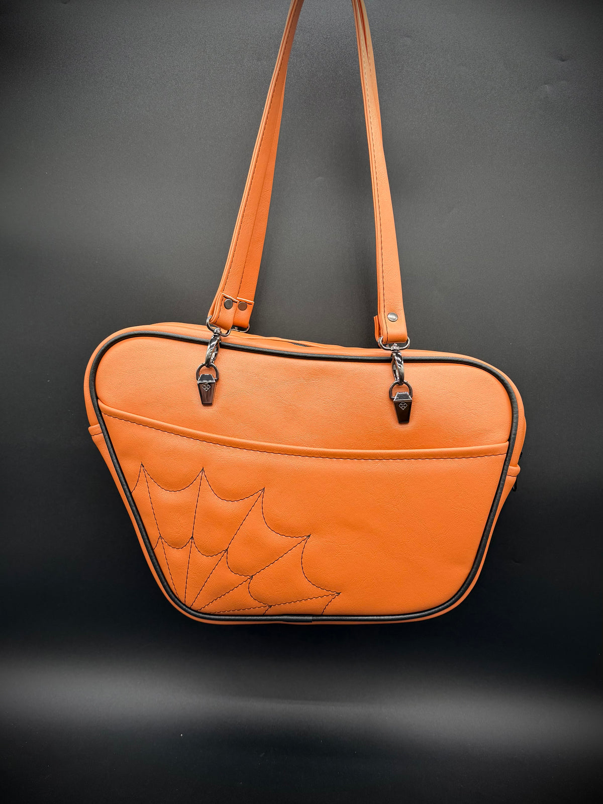 Mid Atomic - Orange Pearl with Black Spiderweb Stitching