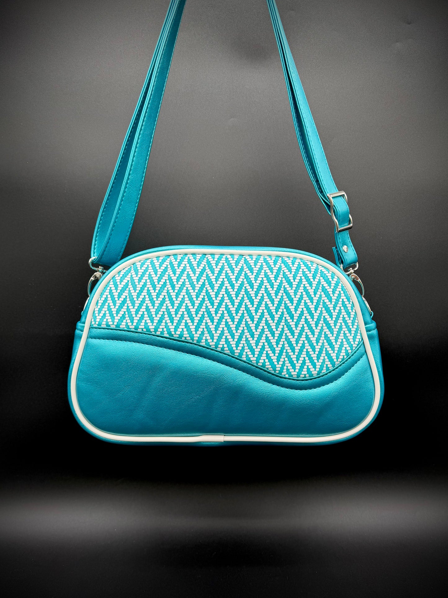 Moxie - Printed LEATHER and Turquoise Pearl Vinyl