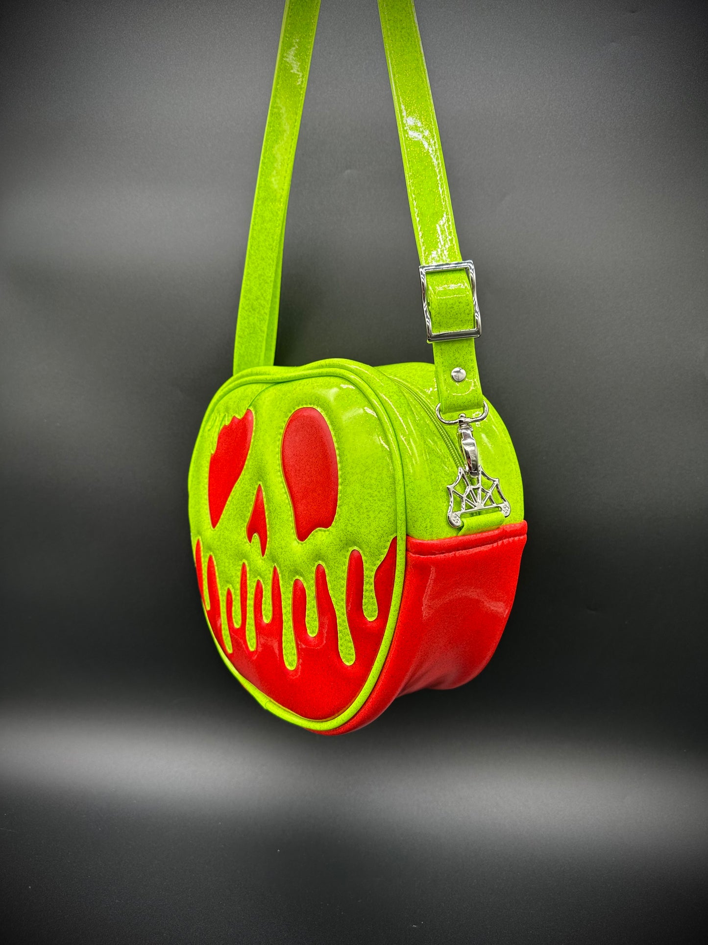 Poison Apple Bag - Neon Lime Glitter Vinyl & Ruby Red Glitter Vinyl