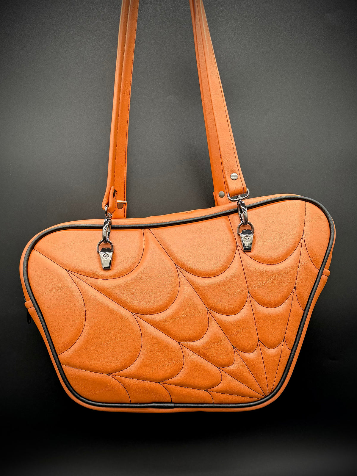 Mid Atomic - Orange Pearl with Black Spiderweb Stitching