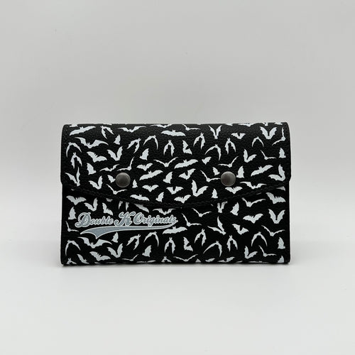 TALLER Doublewide Wallet - Bold White Bats on Black Symphony Vinyl