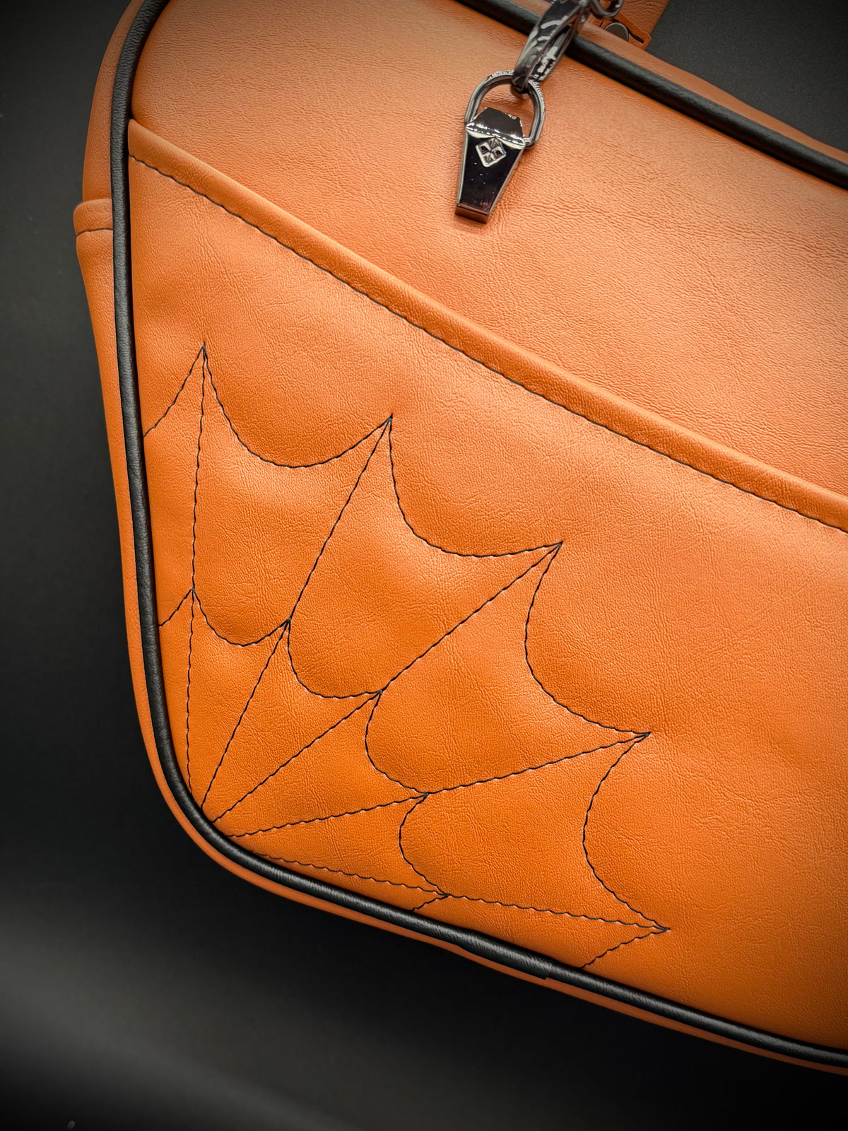 Mid Atomic - Orange Pearl with Black Spiderweb Stitching