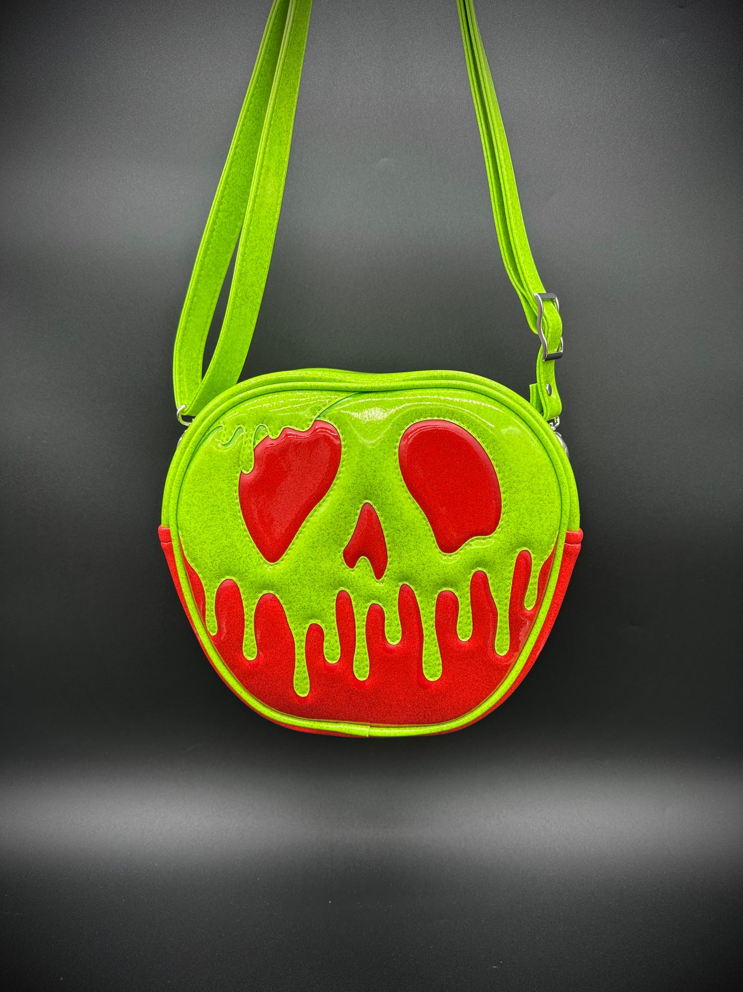 Poison Apple Bag - Neon Lime Glitter Vinyl & Ruby Red Glitter Vinyl
