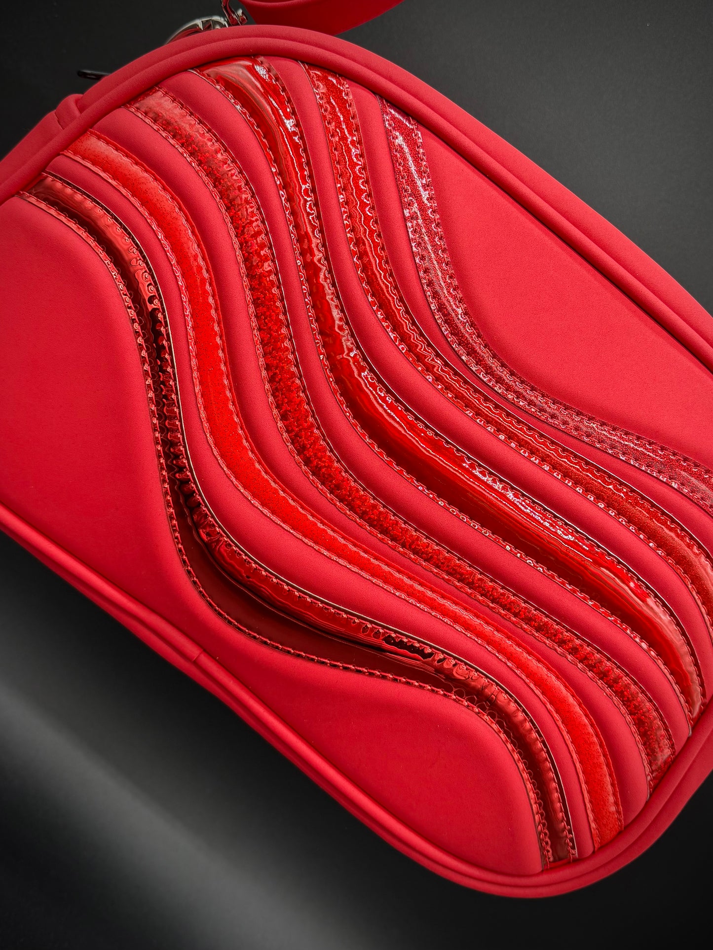 Moxie - Repeating Waves - Matte Red Microsuede