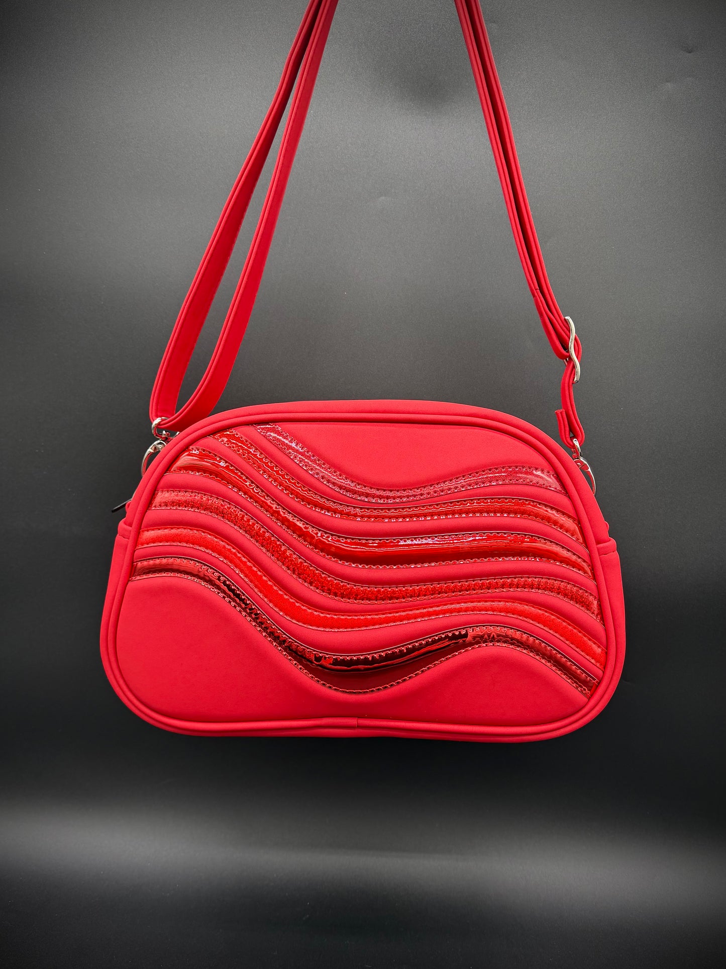 Moxie - Repeating Waves - Matte Red Microsuede