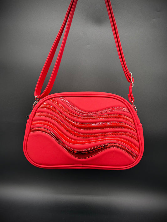 Moxie - Repeating Waves - Matte Red Microsuede