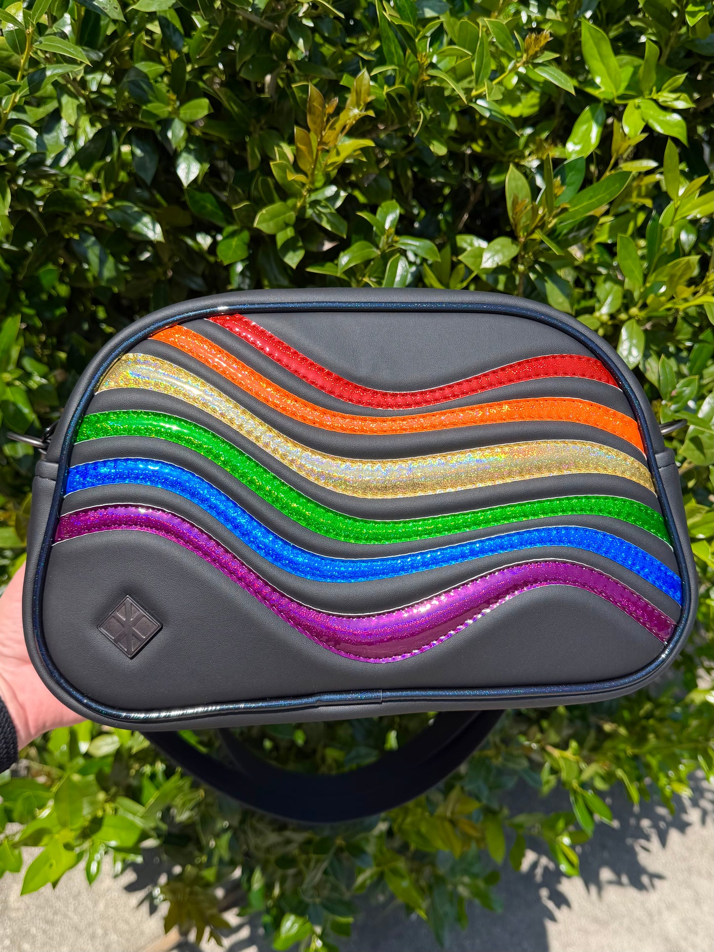 MINI Moxie - Abstract Rainbow Waves on Flat Black Vinyl