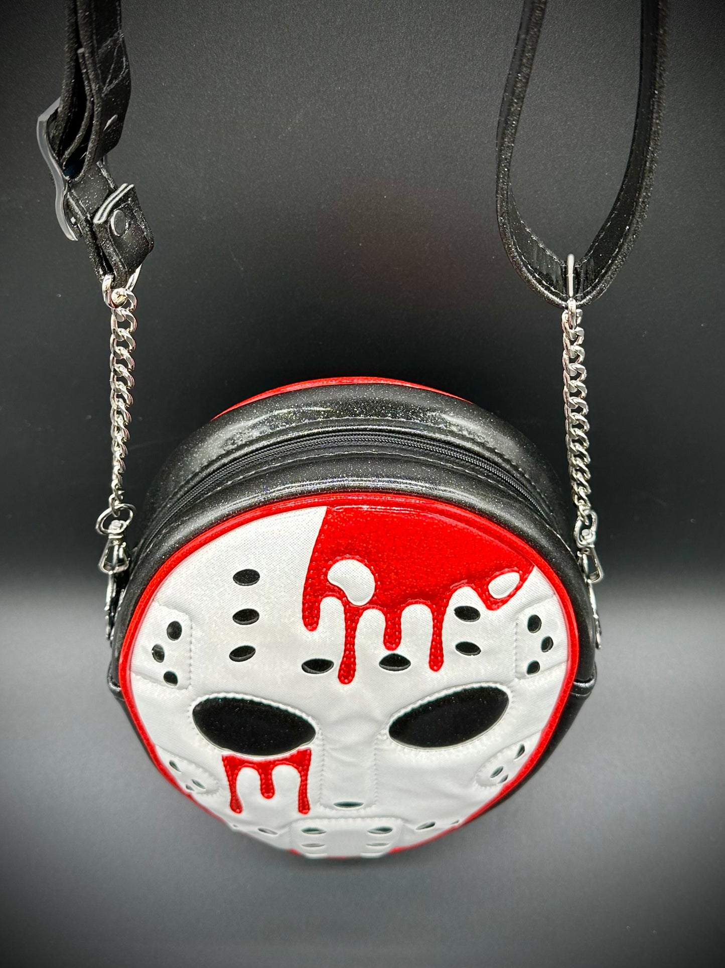 Bloody Hockey Mask - Black Glitter and Holo Vinyl
