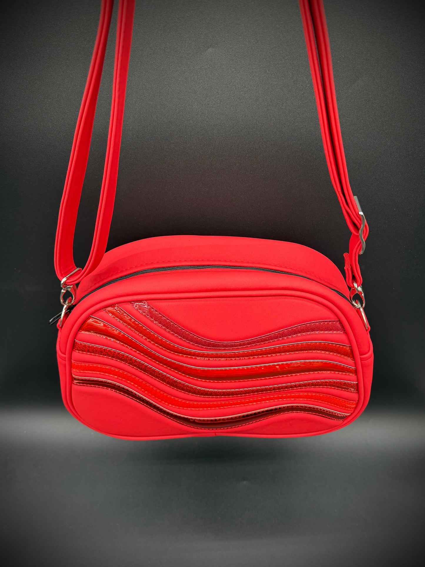 Moxie - Repeating Waves - Matte Red Microsuede