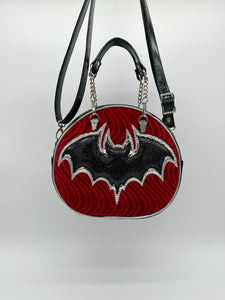 Bat Mid Cruiser - Black Extra Glitter, Red Swirl Velvet, Silver Chrome