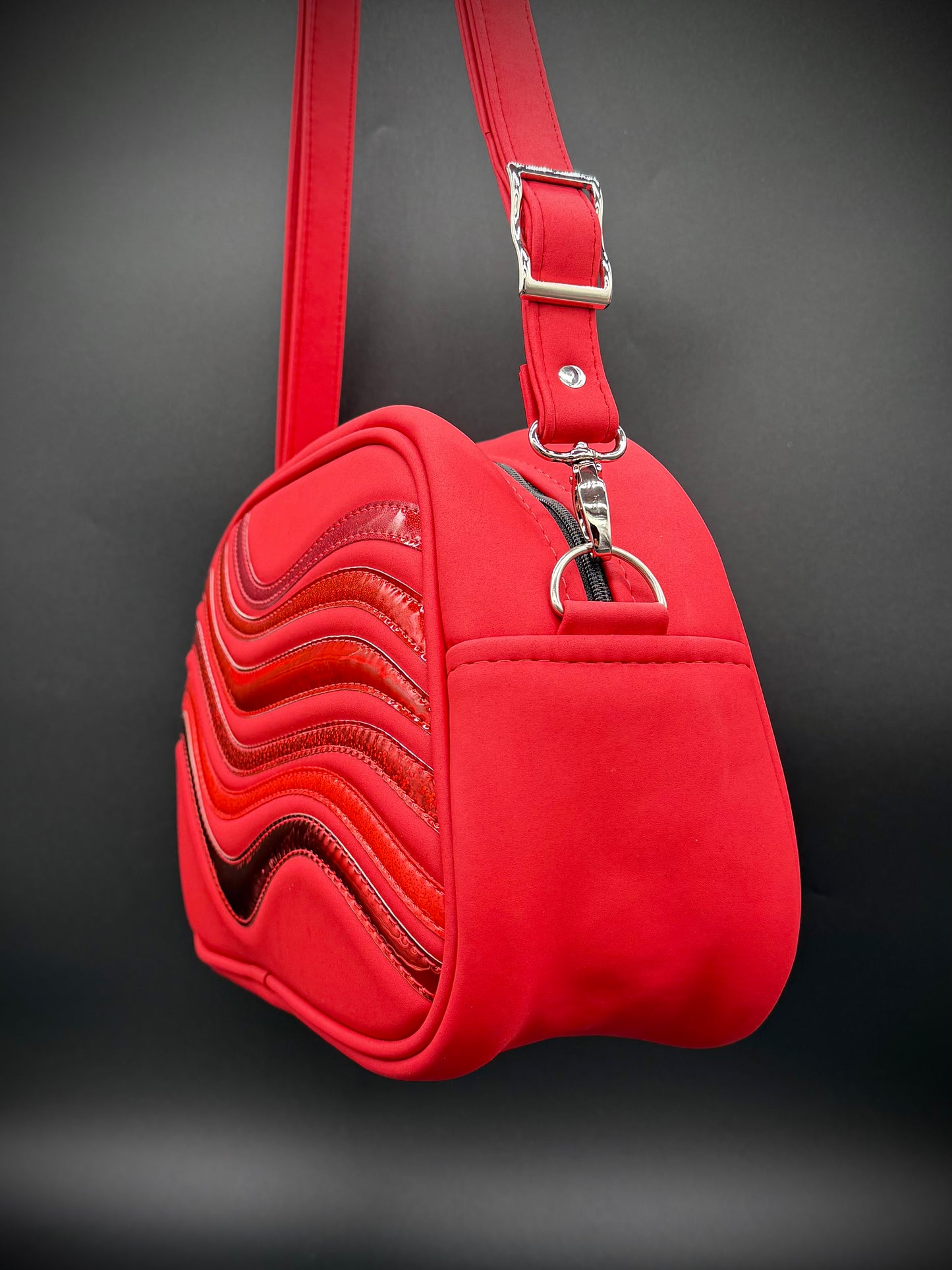 Moxie - Repeating Waves - Matte Red Microsuede