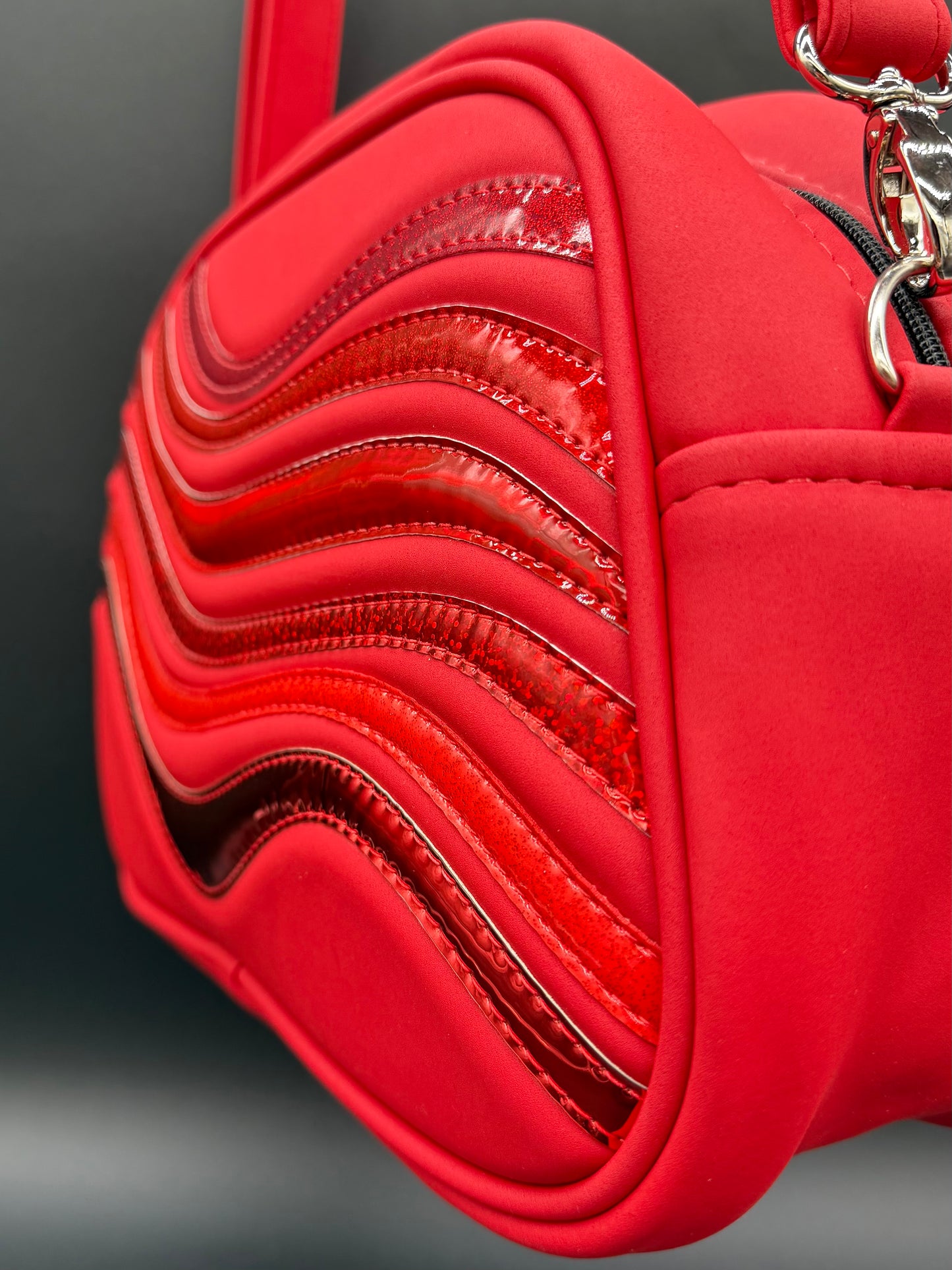 Moxie - Repeating Waves - Matte Red Microsuede