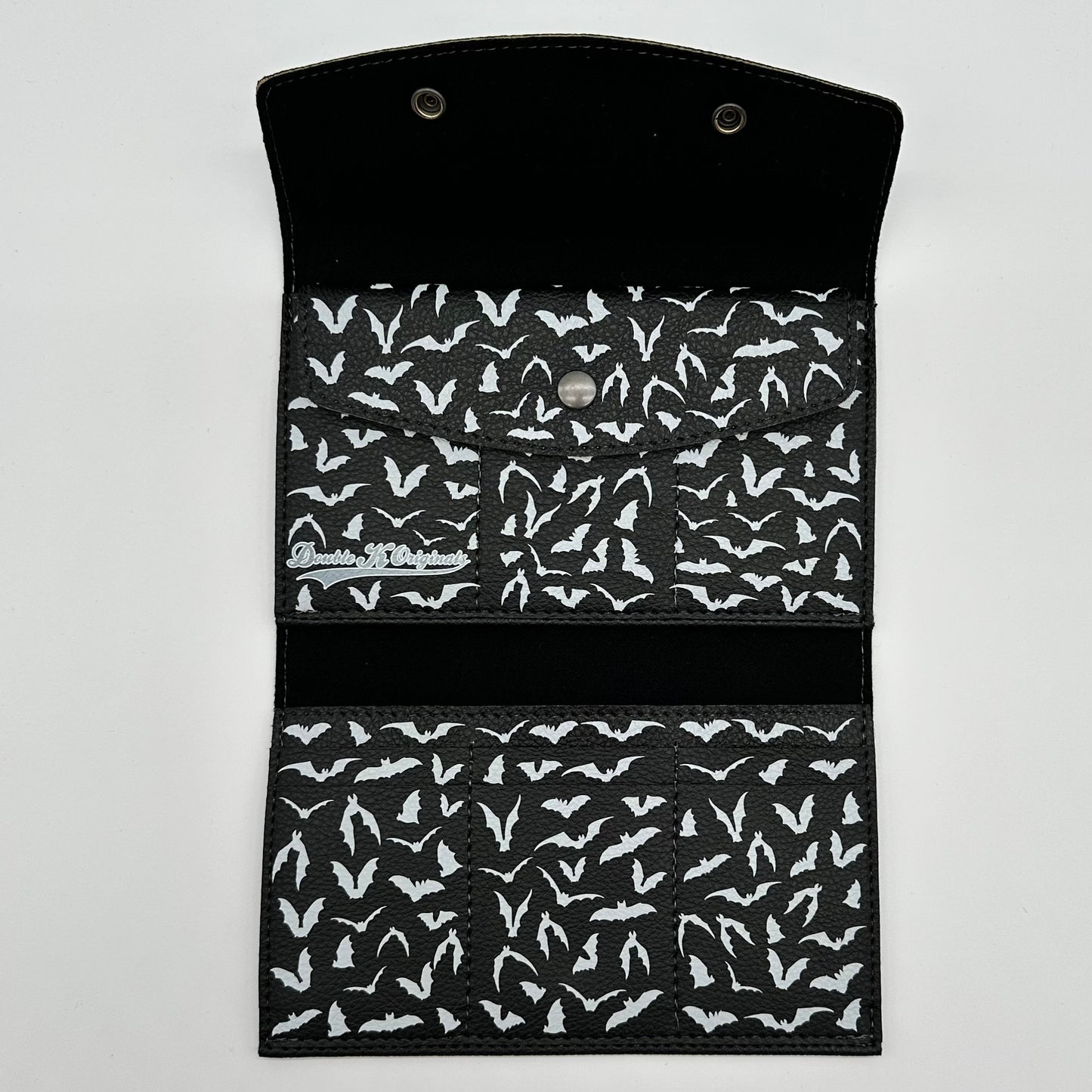 TALLER Doublewide Wallet - Bold White Bats on Black Symphony Vinyl