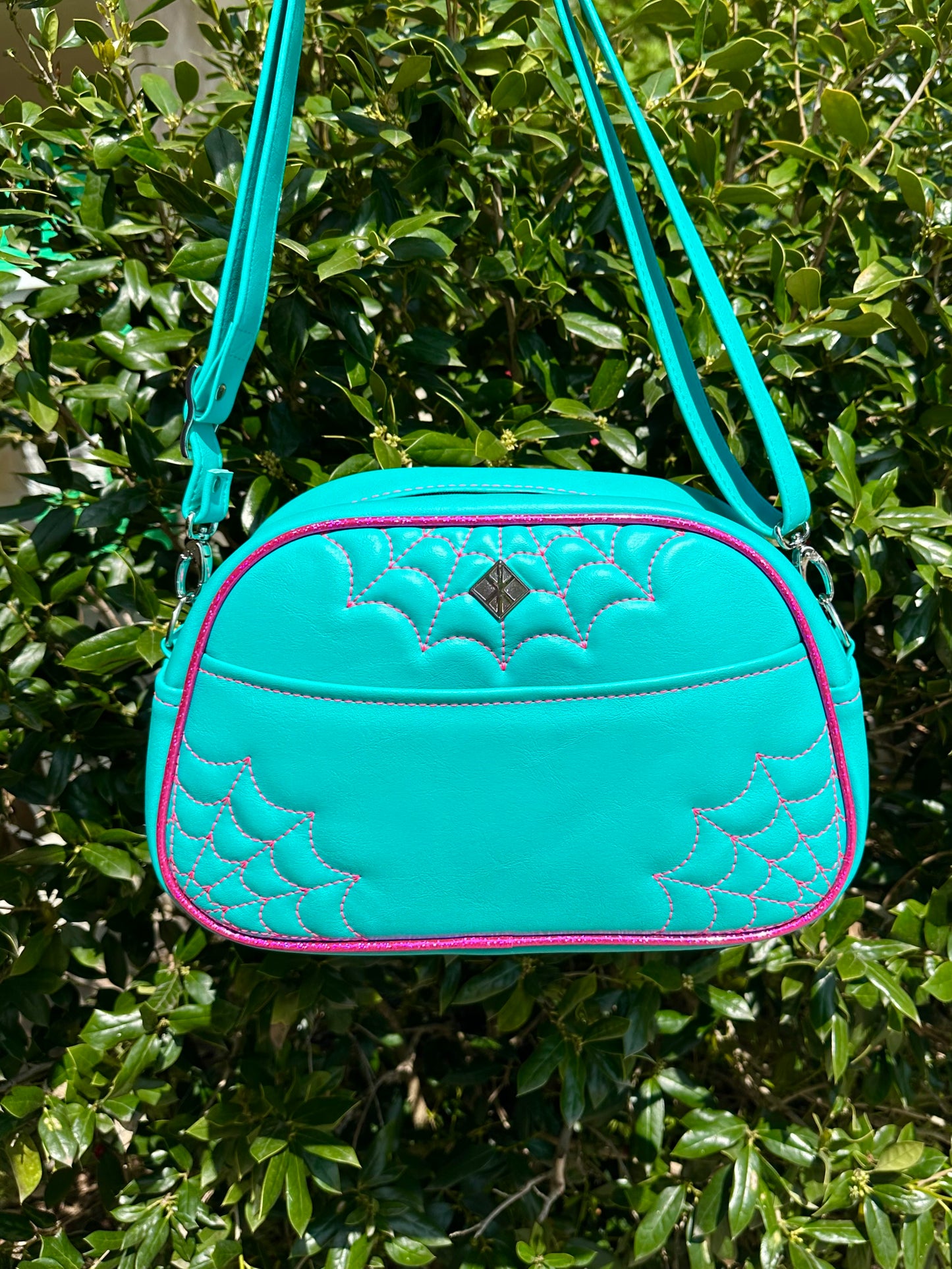 Bat Moxie - Matte Turquoise, Hot Pink Chunky Glitter Holo, Glow-in-the-Dark
