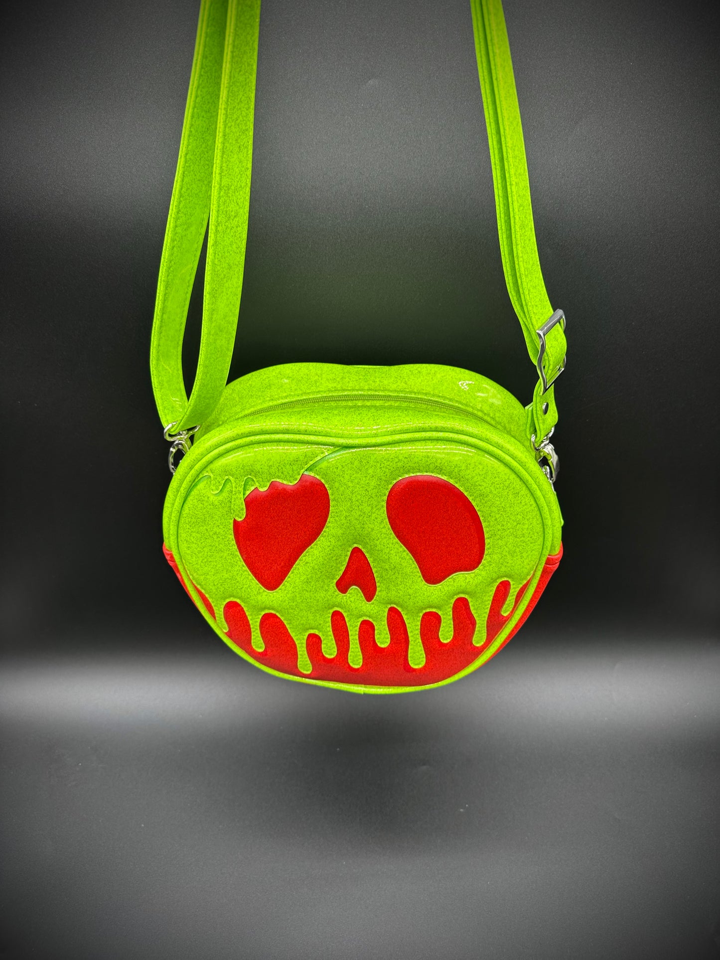 Poison Apple Bag - Neon Lime Glitter Vinyl & Ruby Red Glitter Vinyl