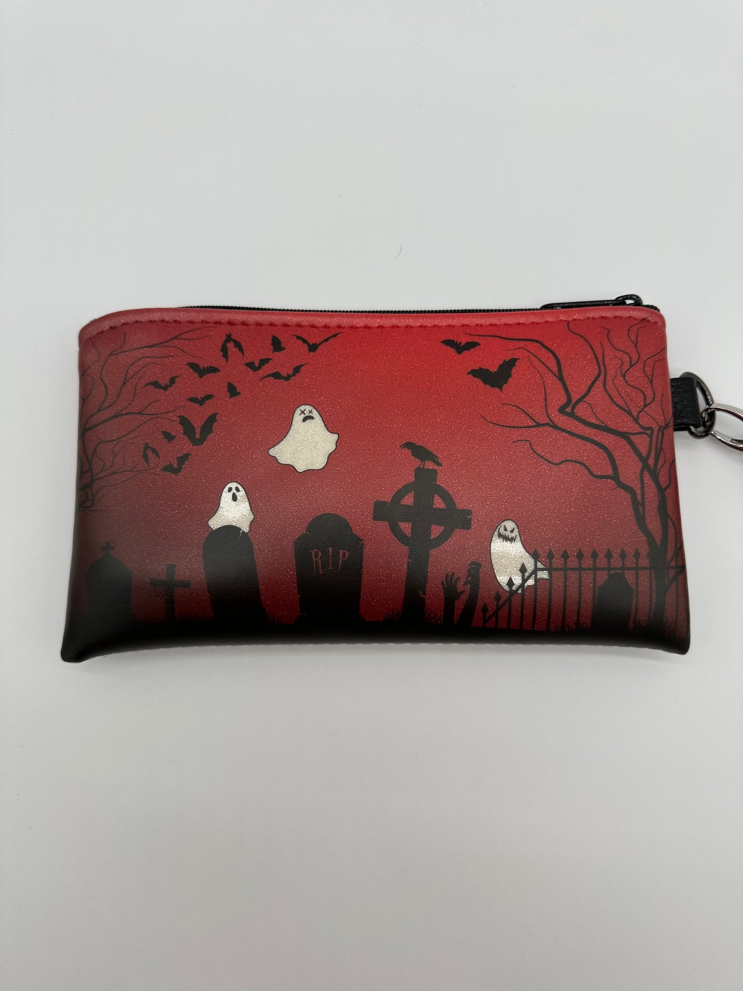 Graveyard Wristlet - Red on White Glitter