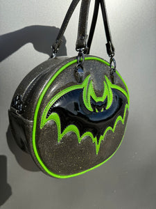 Bat Cruiser - Obsidian Glitter & Lime Glitter with Black Chrome Bat