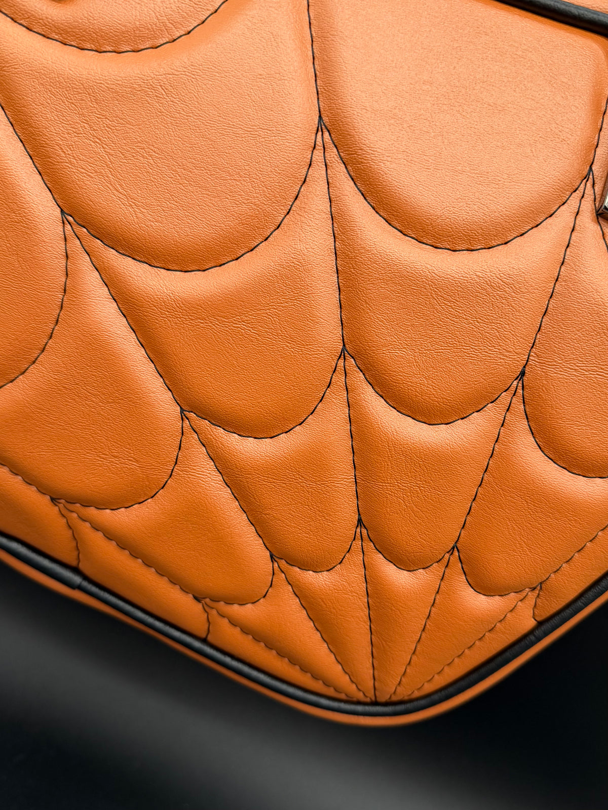 Mid Atomic - Orange Pearl with Black Spiderweb Stitching