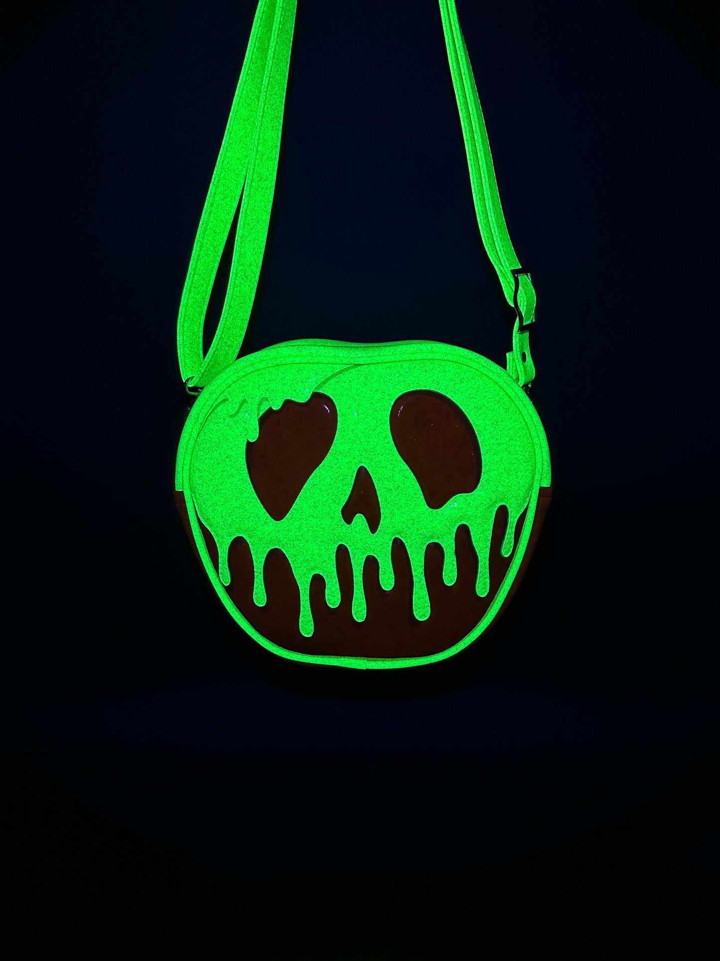 Poison Apple Bag - Neon Lime Glitter Vinyl & Ruby Red Glitter Vinyl