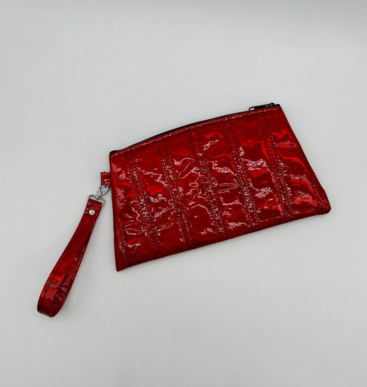 Angled Wristlet - Red Holo- Double Pleats