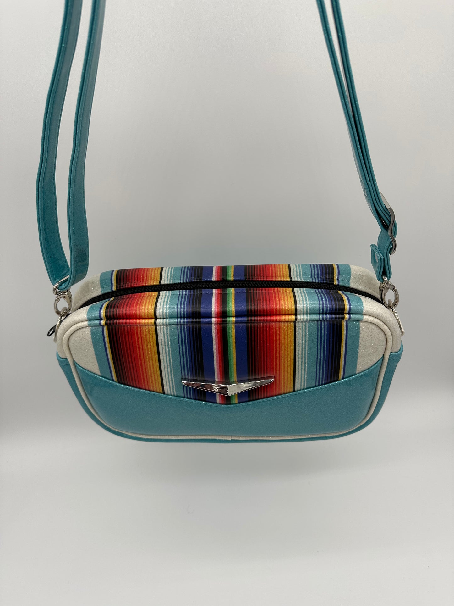 Mini Boxer - Sky Blue with Wrap Around Serape Stripes