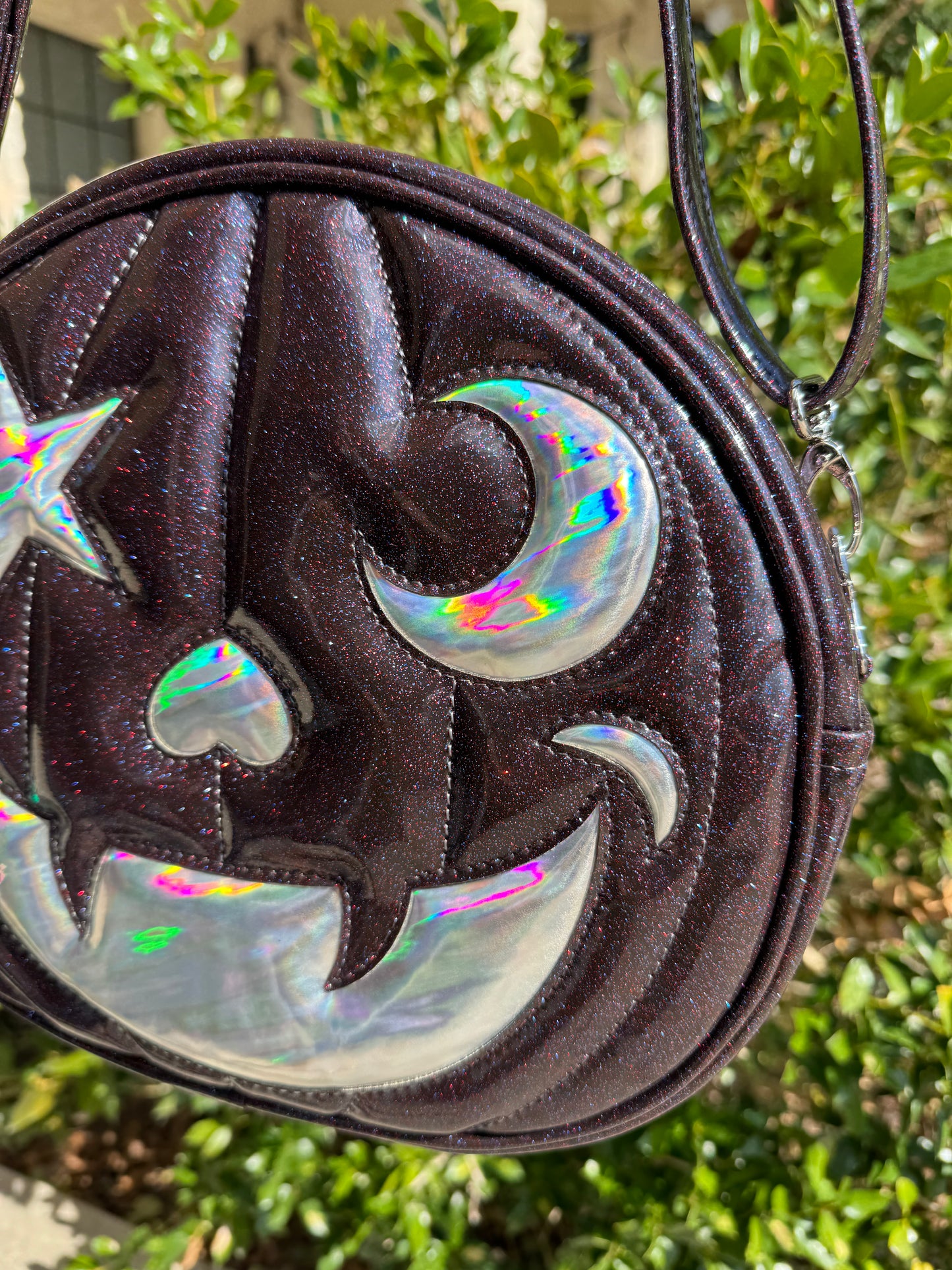 Purple Ion & Shattered Holo Starry Moon Backpack with Web Hardware *PRE-ORDER