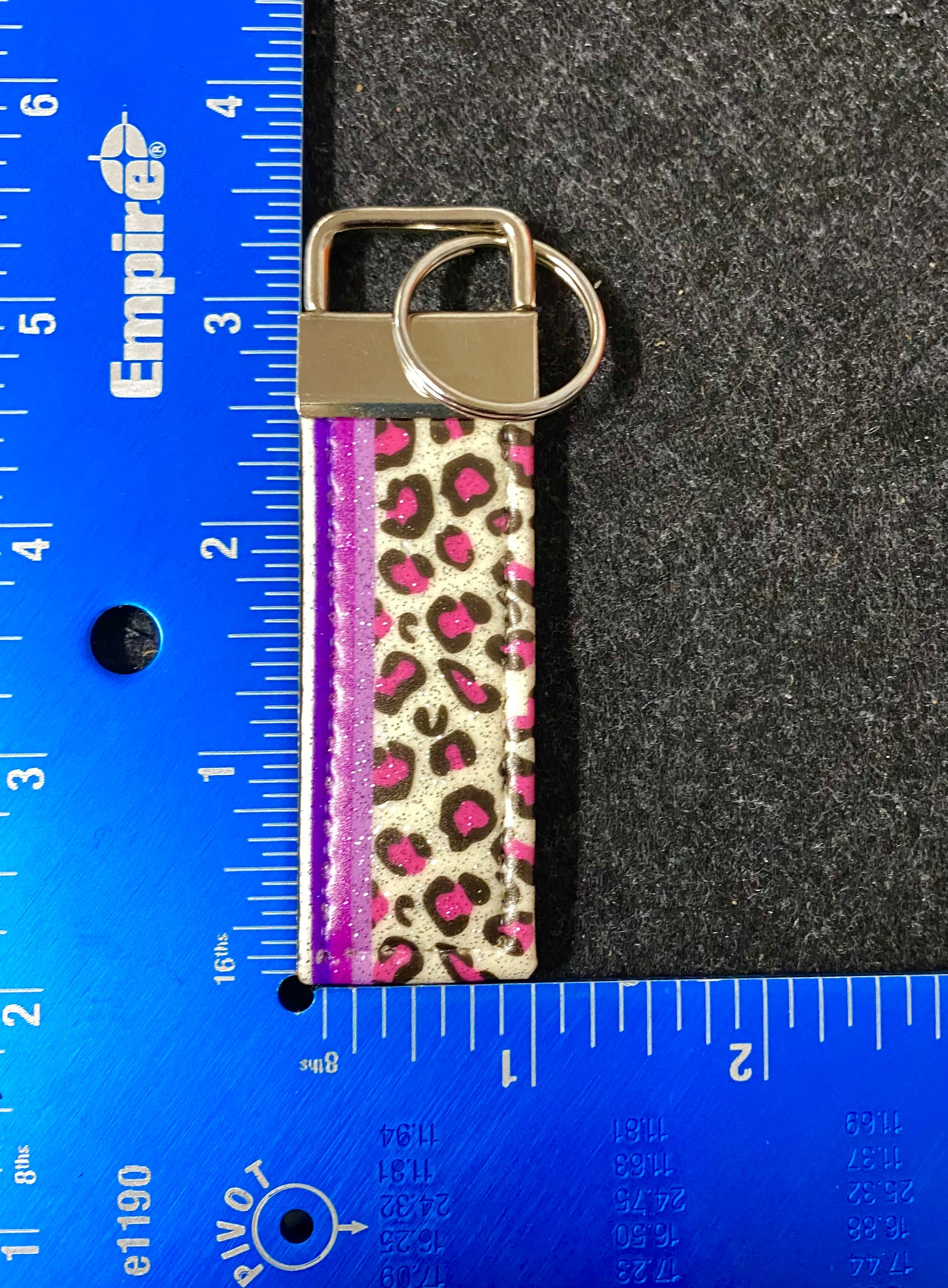 Keychain-Purple Stripes with Pink Leopard