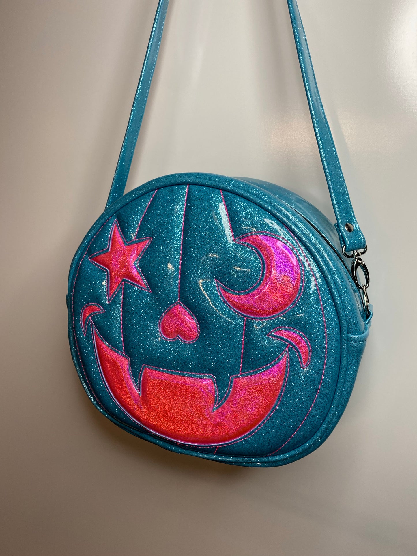 Sky Blue and Neon Pink Starry Moon Cruiser Pumpkin *PRE-ORDER