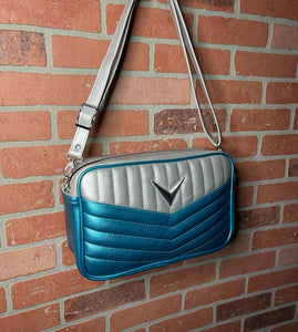 Turquoise and Silver Pearl Boxer Bag - *PRE-ORDER