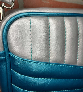 Turquoise and Silver Pearl Boxer Bag - *PRE-ORDER