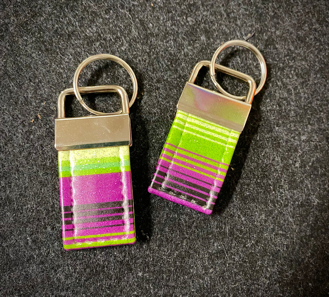 Keychain-Green and Purple Serape Stripes