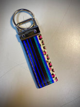 Keychain-Blue and Black Stripes with Pink Leopard