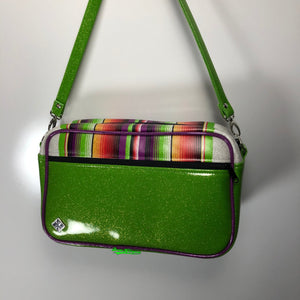 Lime Glitter Boxer Bag with Wrap Around Serape Stripe **Pre-Order