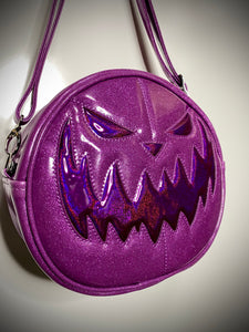 Mean Face Pumpkin - Purple Glitter and Grape Holo Glitter *PRE-ORDER