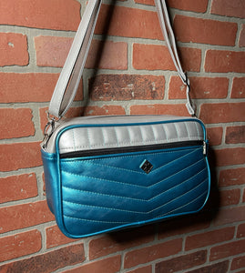 Turquoise and Silver Pearl Boxer Bag - *PRE-ORDER