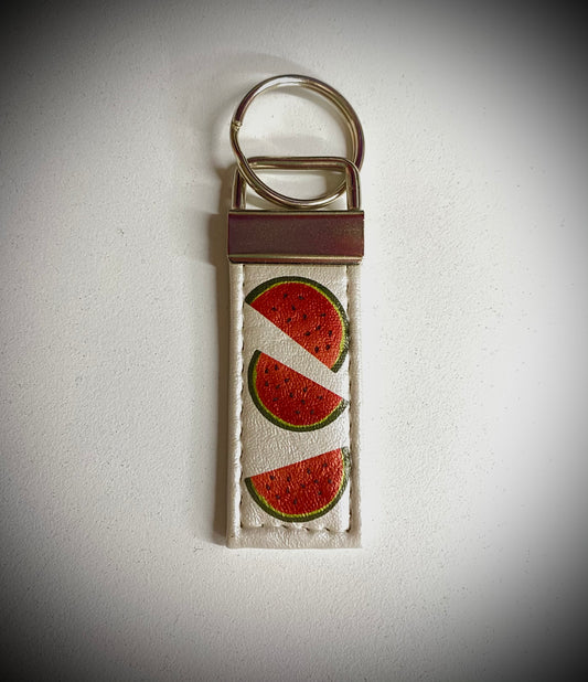 Watermelon Keychain - White Pearl- Nickel Hardware