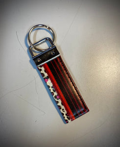 Keychain-Red and Black Stripes with Pink Leopard