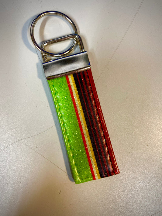 Keychain-Red, Yellow, Lime and Black Stripes