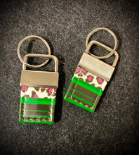 Keychain-Green and Black Serape Stripes with Pink Leopard
