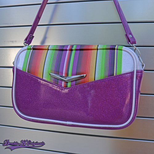 Purple Mini Boxer Bag with wrap around Serape Stripes **Pre-Order